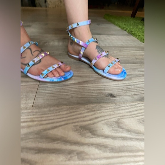 New** Studied Ankle-Strap Sandals in cotton candy tie dye Size 7 - Picture 9 of 10